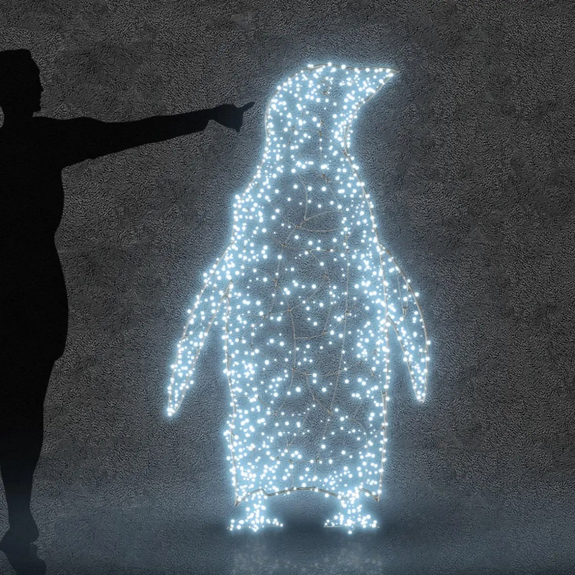 Eco Fix 3D LED lumière dame pingouin, 160 cm, blanc froid avec Flash, aluminium