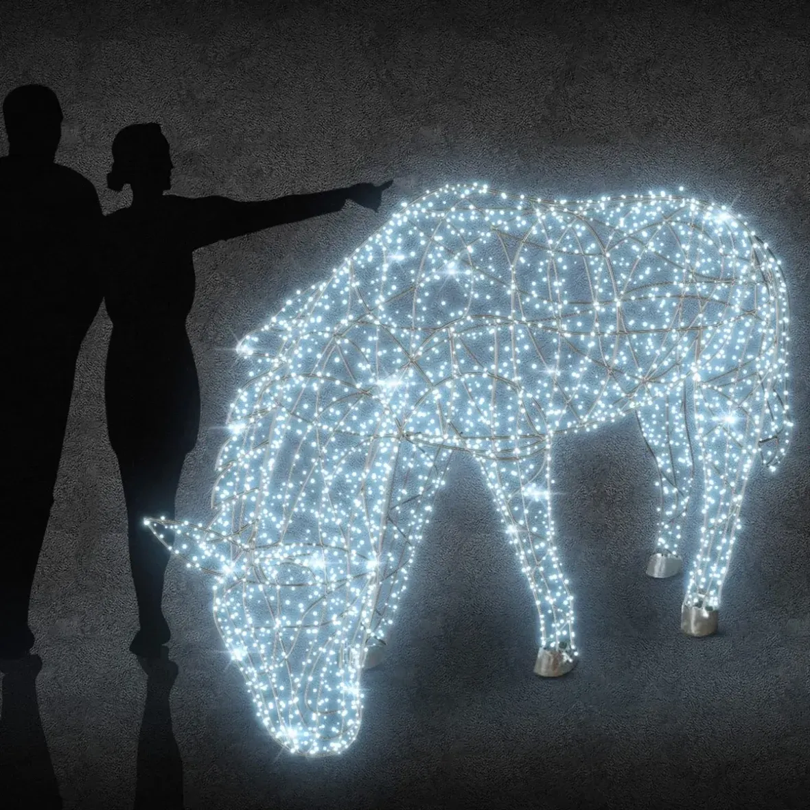 Eco Fix Cheval de lumière LED 3D avec tête inclinée, 250 × 160 × 60 cm, blanc glacier, aluminium