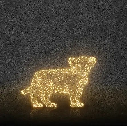 Eco Fix Lion lumineux 3D LED, 80 cm, blanc chaud, aluminium