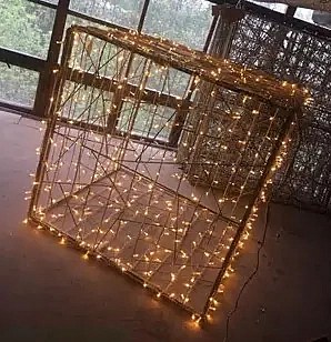 Cadeau lumineux LED 3D avec nœud, 130 × 120 cm, blanc chaud, aluminium