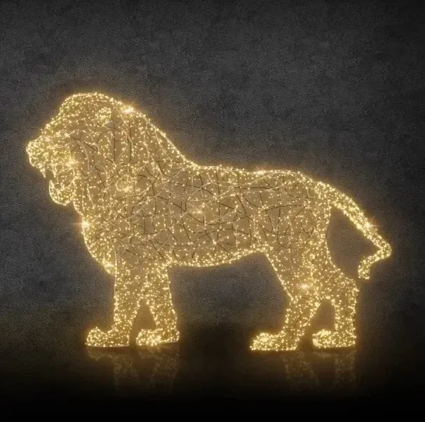 Eco Fix Lion lumineux 3D LED, 160 cm, blanc chaud avec cristaux, aluminium