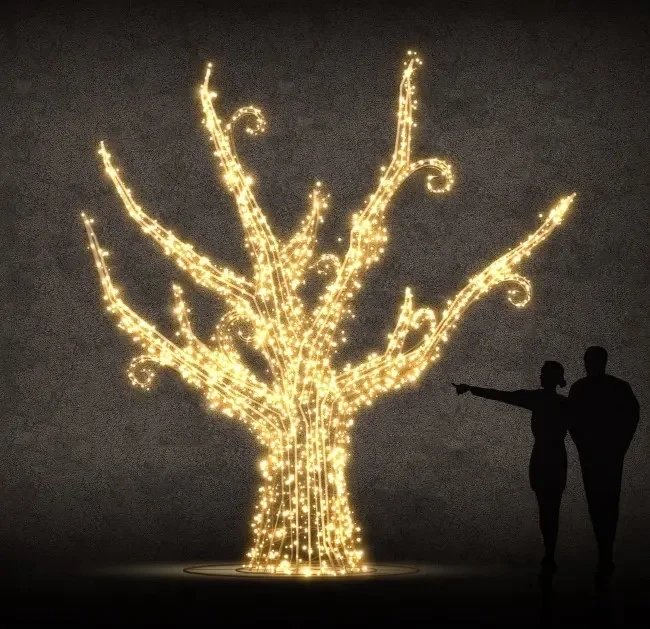 Arbre de lumière 3D, 400 cm, blanc chaud, aluminium