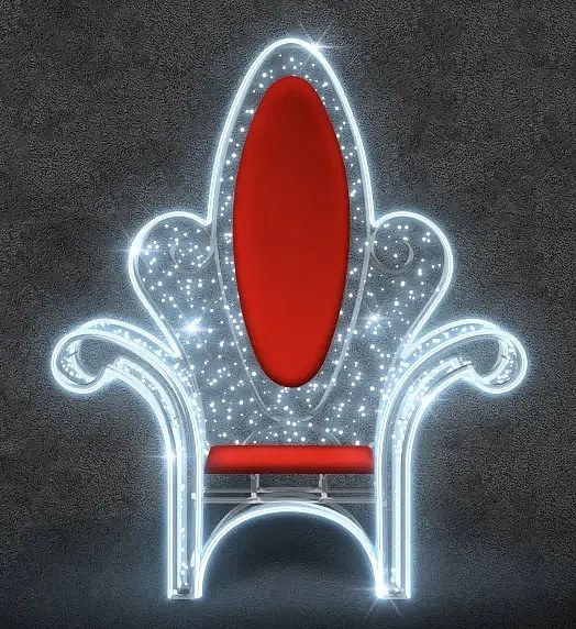 Trône lumineux 3D LED, 120 × 160 × 50 cm, blanc glacé avec Flash, 36 V