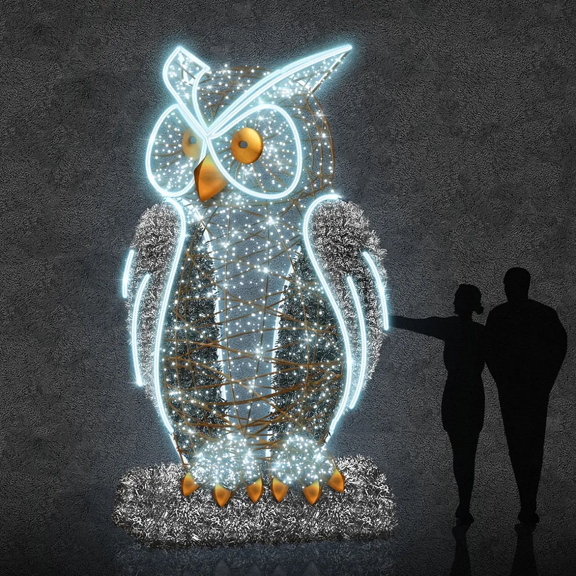 Eco Fix 3D LED hibou 350 cm, blanc glacier, aluminium