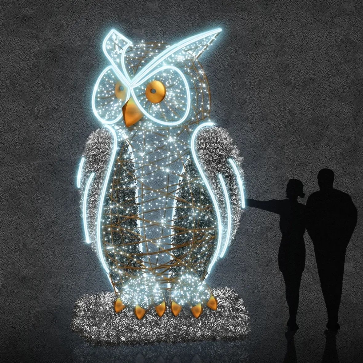 Eco Fix 3D LED hibou 350 cm, blanc glacier, aluminium
