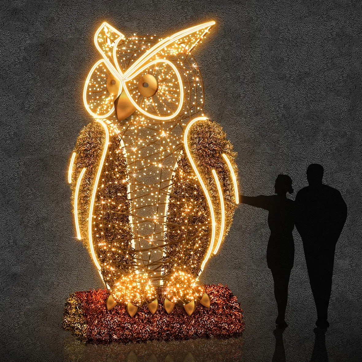 Eco Fix 3D LED hibou, 350 cm, blanc chaud, aluminium