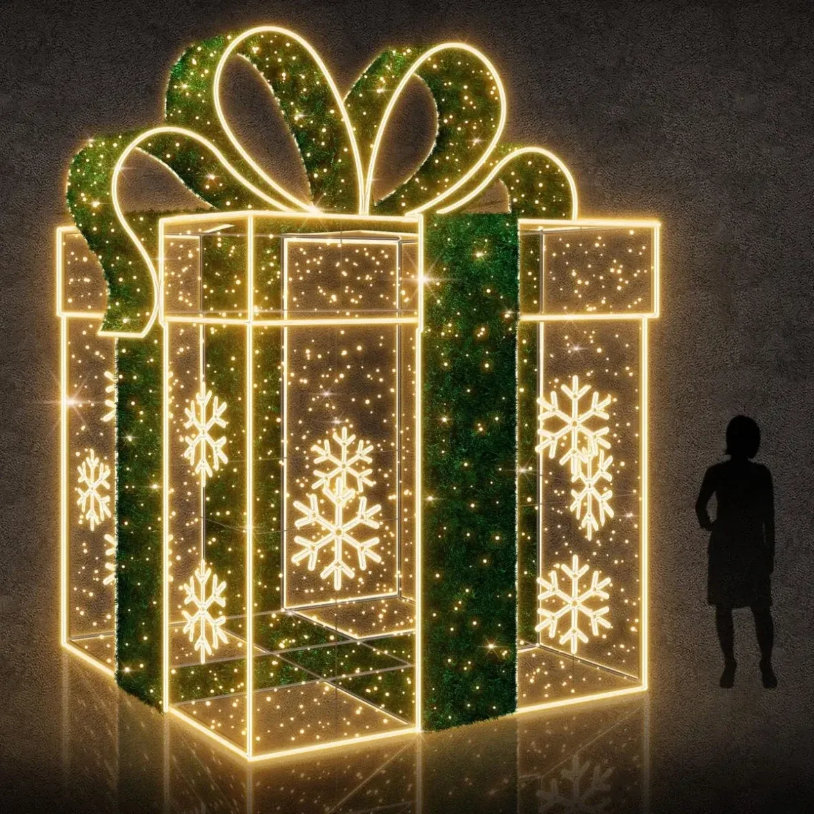 Cadeau lumineux Easy Fix 3D LED, 180 × 240 × 180 cm, blanc chaud, aluminium