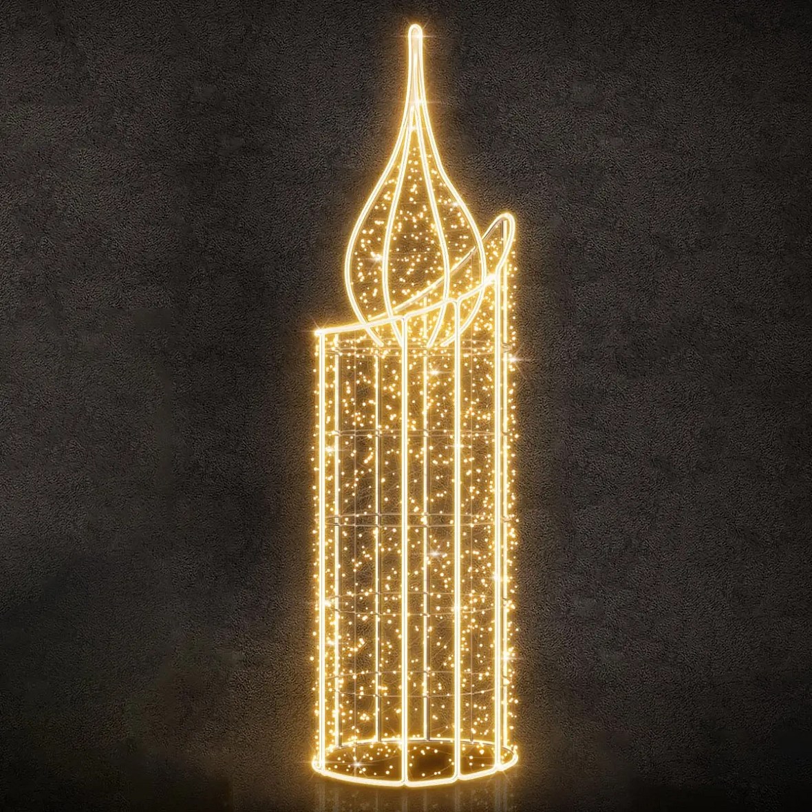 Bougie lumineuse Eco Fix 3D LED, 70 × 250 × 70 cm, blanc chaud, aluminium