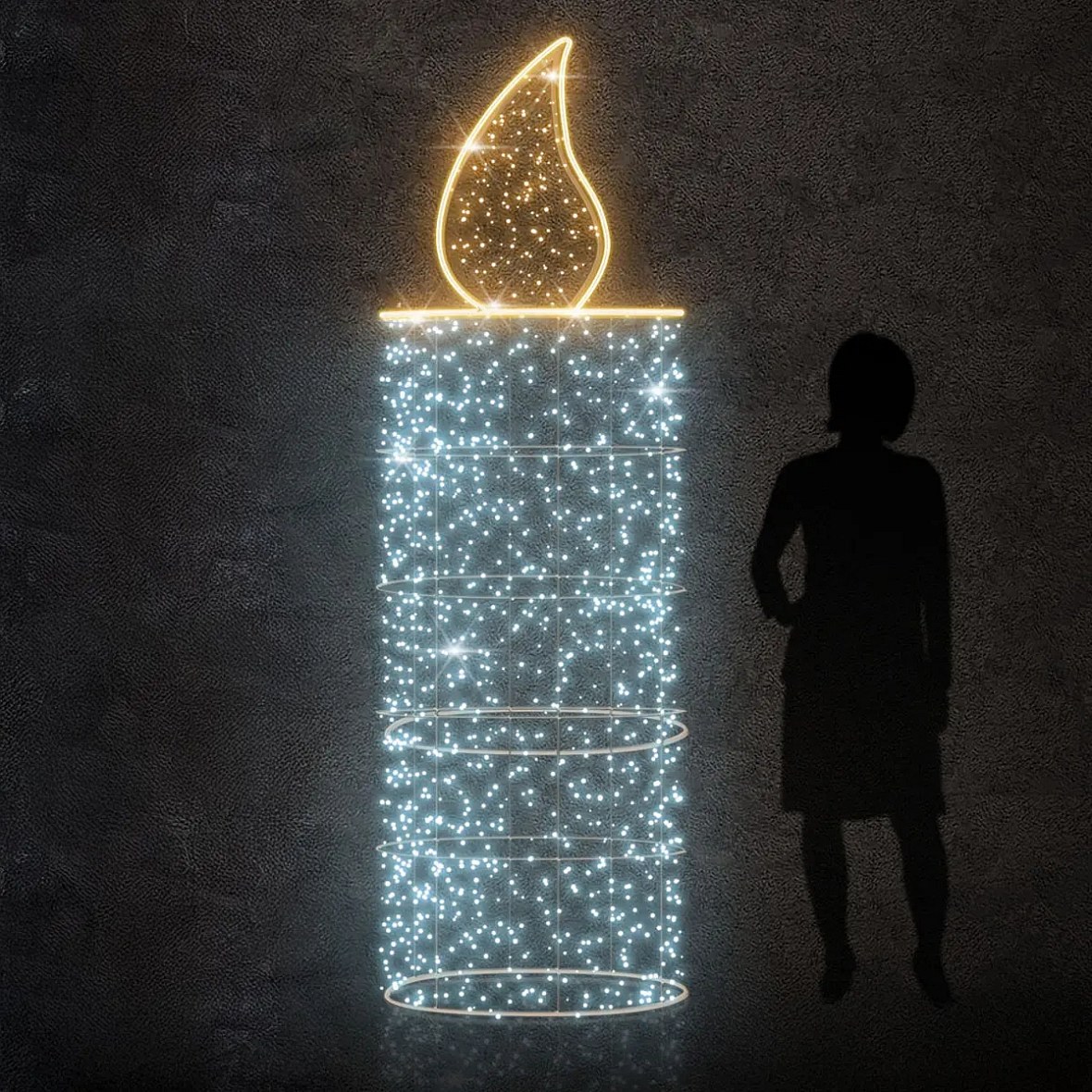 Bougie lumineuse Easy Fix 3D LED, 80 × 245 cm, blanc glacé et blanc chaud, 230 V, 48,8 W, en 2 parties