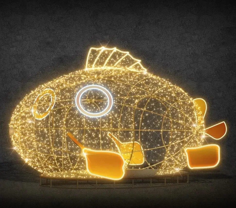 Easy Fix 3D LED light submarine, 600 × 350 × 270 cm, blanc chaud, sur pied, aluminium