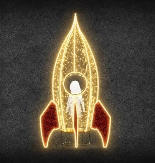 Eco Fix 3D LED rocket light, chaud, froid, 426 × 165 cm, sur pied, aluminium