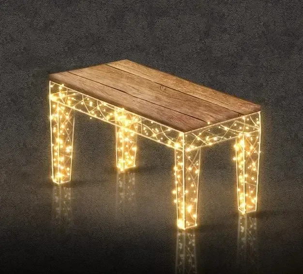 Tabouret de piano 3D LED, 57 × 50 × 80 cm, blanc chaud, 36 V, 21,4 W, 10 kg, 1 pièce