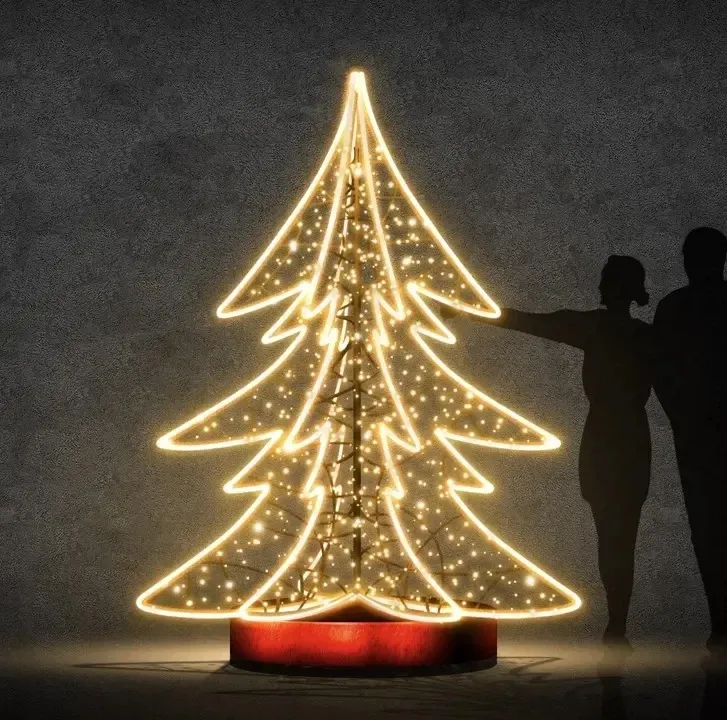 Arbre Eco Fix 3D LED à six branches, 300 × 400 × 300 cm, blanc chaud, aluminium