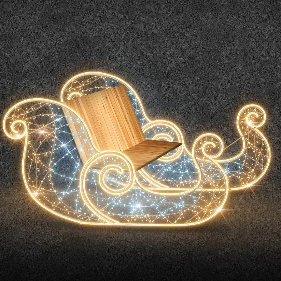 Traîneau lumineux Eco Fix 3D LED, blanc glacé et blanc chaud, sur pied, aluminium