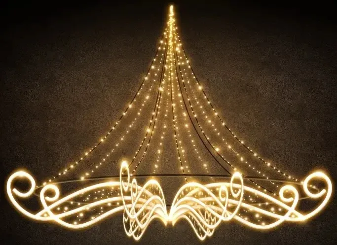 Lustre LED 3D, 360 x 250 x 360 cm, blanc chaud, 230/36V