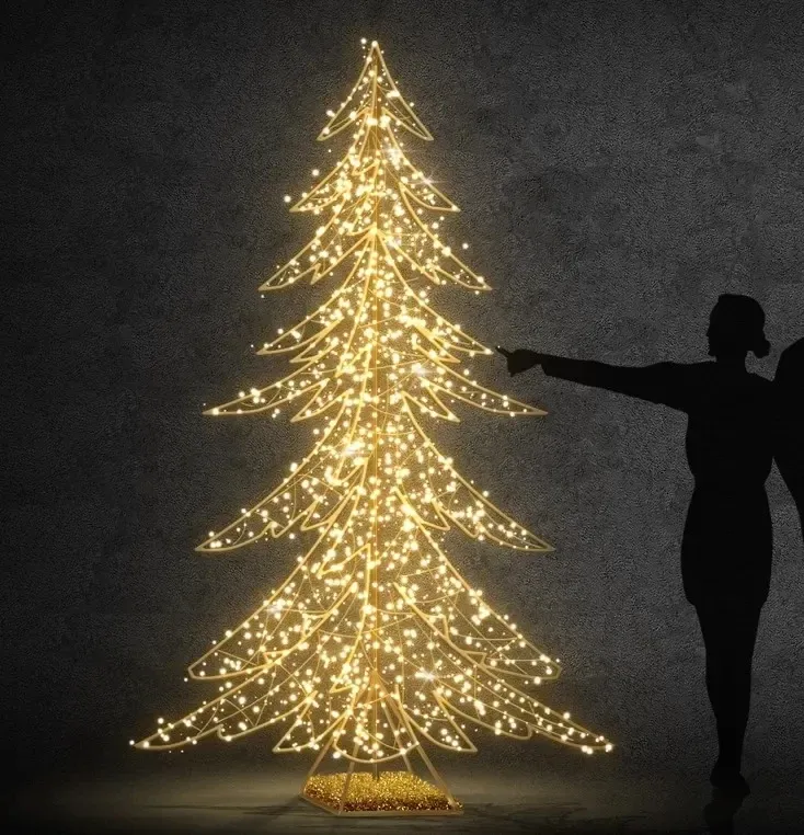 Eco Fix 2D LED Tree Light, 240 cm, blanc chaud avec cristaux, aluminium