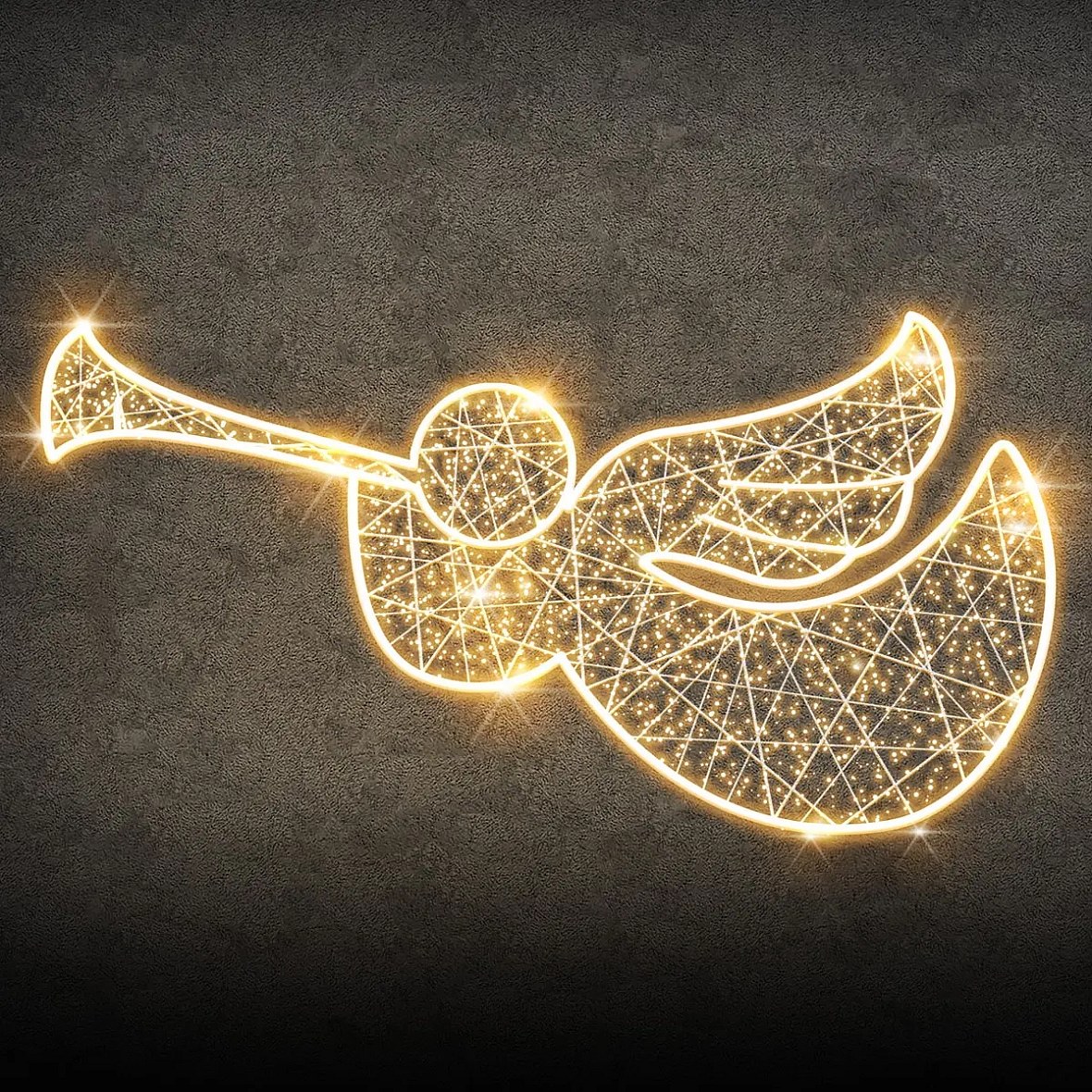 Easy Fix Décor LED 2D, ange II volant, 155 × 80 × 3 cm, blanc chaud, suspension, impression 3D
