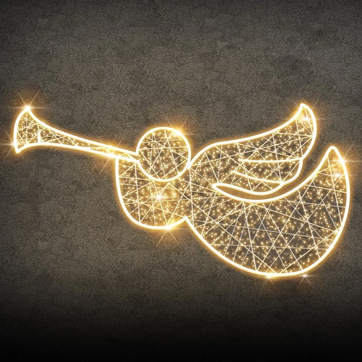 Décoration lumineuse LED Easy Fix 2D, ange II en vol, 168 x 72 x 3 cm, blanc chaud, à suspendre, impression 3D