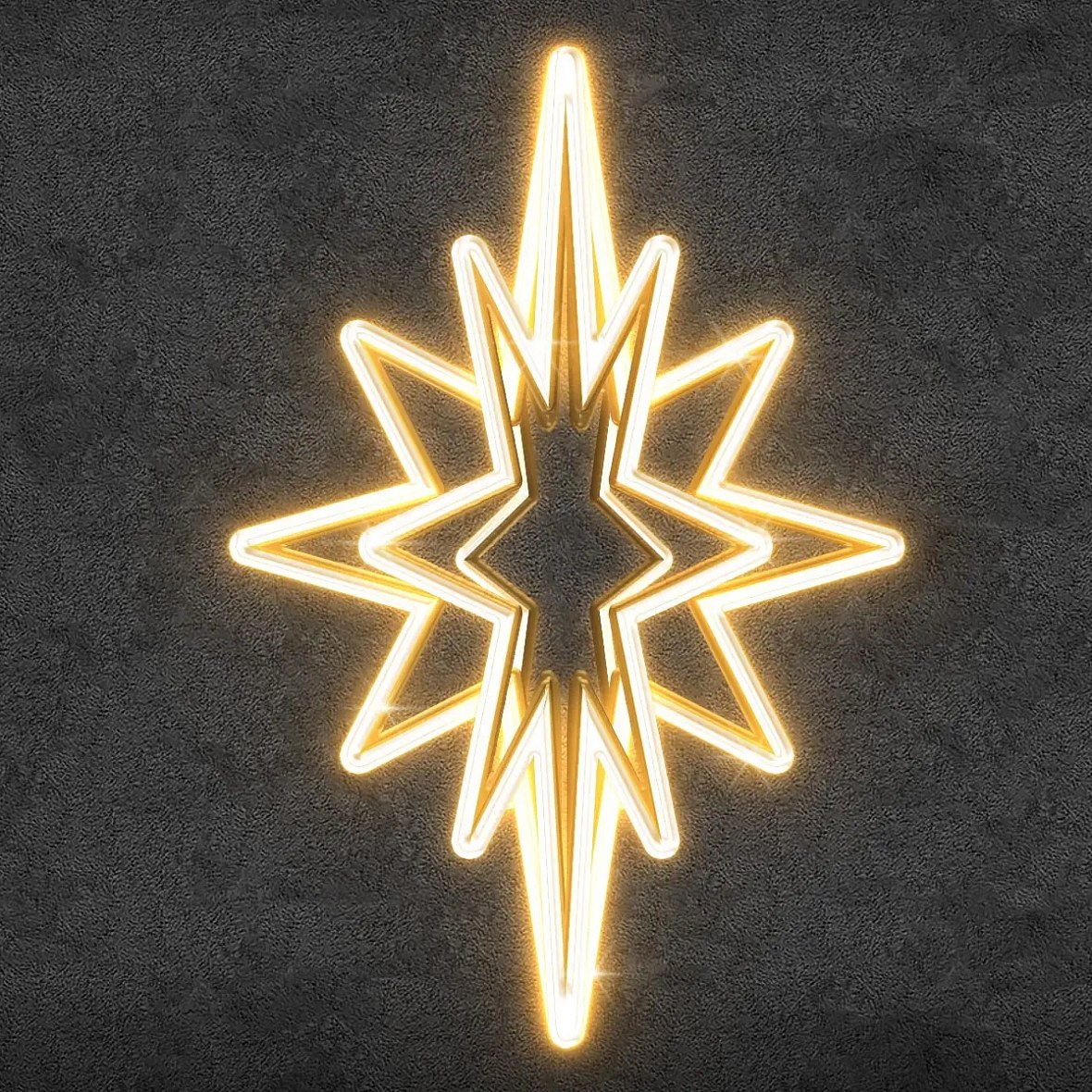 Étoile lumineuse LED Easy Fix 3D pour le sommet du sapin, 83 × 125 × 83 cm, blanc chaud, aluminium