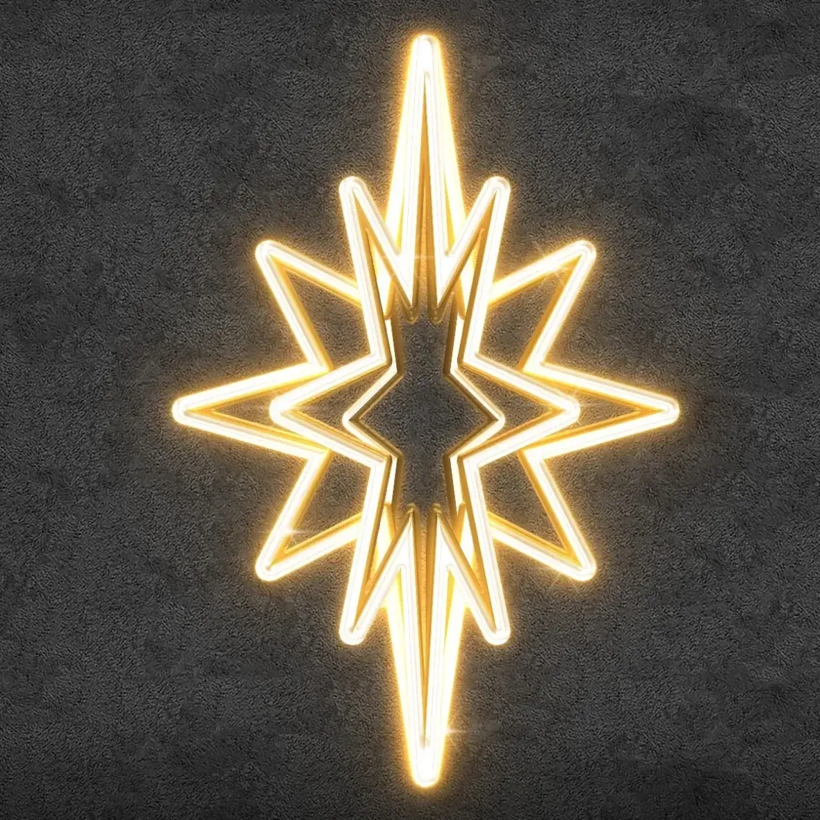Étoile lumineuse LED Easy Fix 3D pour le sommet du sapin, 83 × 125 × 83 cm, blanc chaud, aluminium