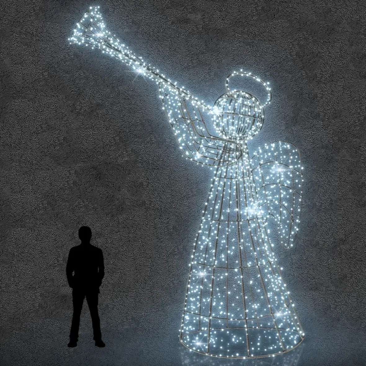 Ange lumineux Eco Fix 3D LED, 370 × 500 × 190 cm, blanc glacé, aluminium, Flash