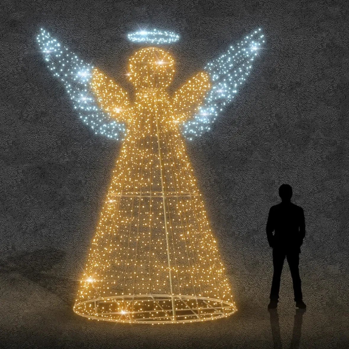 Ange lumineux 3D LED, 300 × 400 × 100 cm, blanc chaud et glacé, 36 V, 42 W, 5 pièces