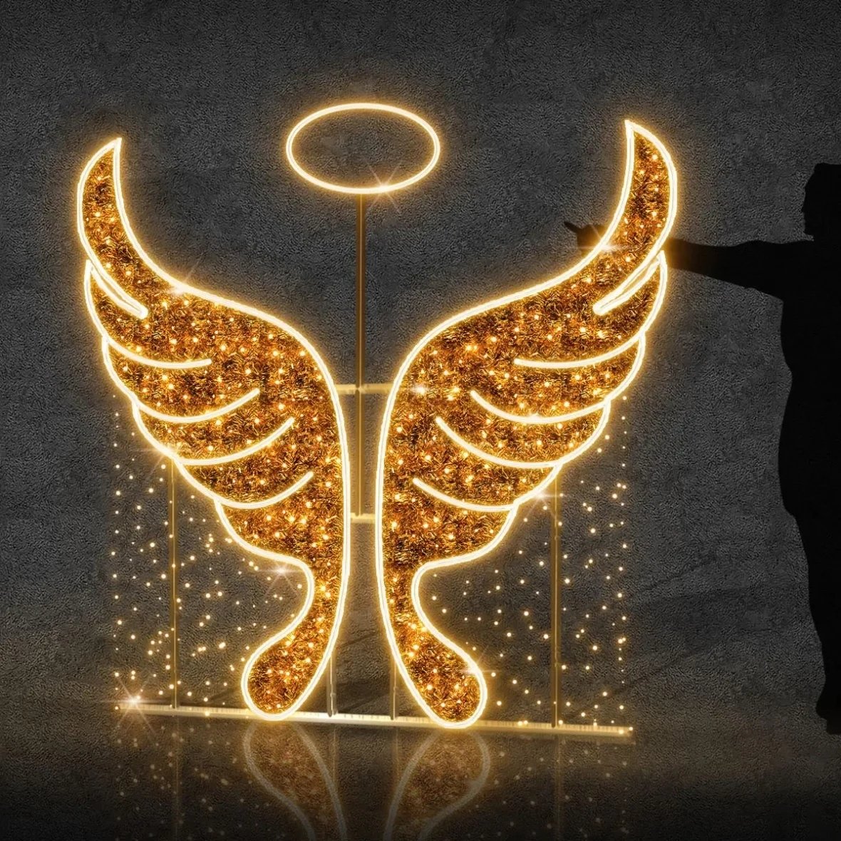 Easy Fix 3D LED ailes d'ange, 200 × 180 cm, blanc chaud, aluminium