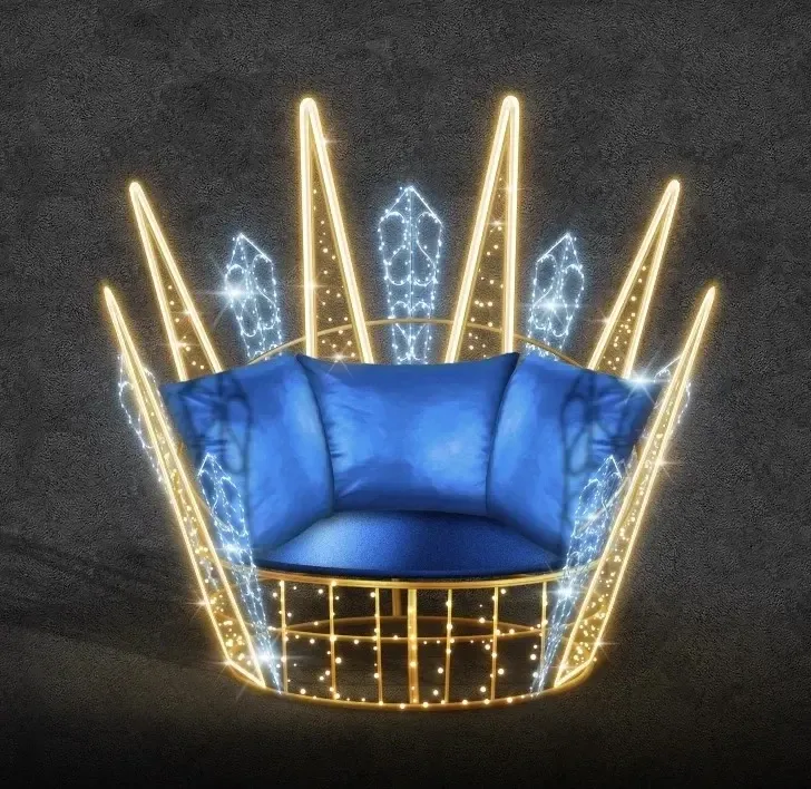 Chaise lumineuse 3D LED, 154 × 193 × 144 cm, blanc chaud et blanc glacier, 36 V, 54 W, 70 kg, 1 pièce