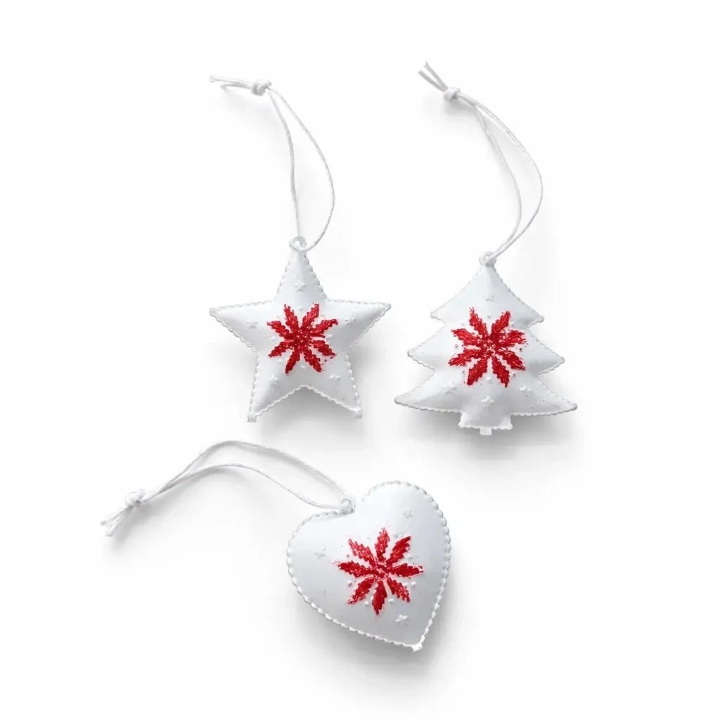 Set de boules de Noël en métal de 5 cm, avec patine, 3 types, blanc et rouge, paquet de 12 pièces
