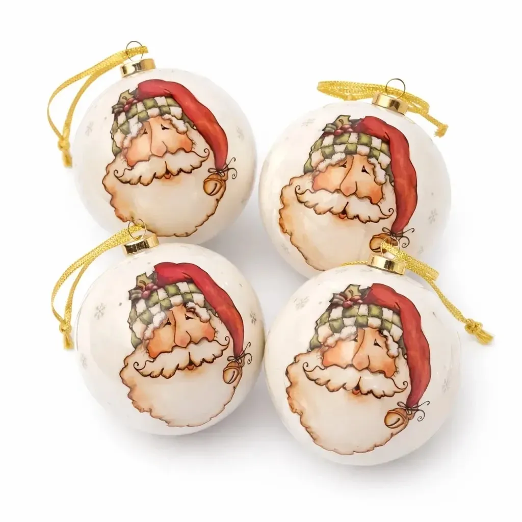 Set de boules de Noël 8 cm, Père Noël, plastique, pack de 6