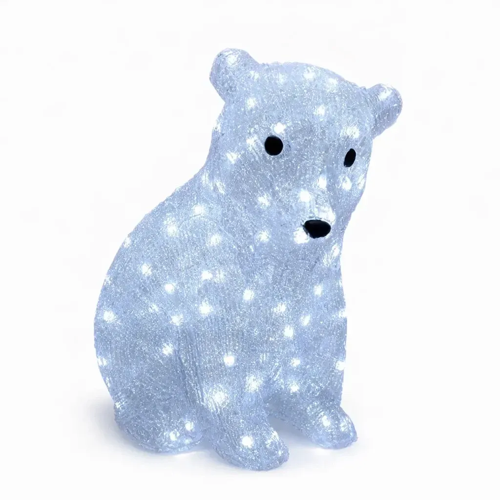 Ourson assis 3D LED 160 LED, blanc glacé, transformateur inclus
