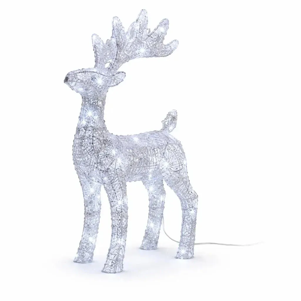 3D LED cerf éclairé extérieur 40 cm, blanc glacier, IP44, transformateur inclus