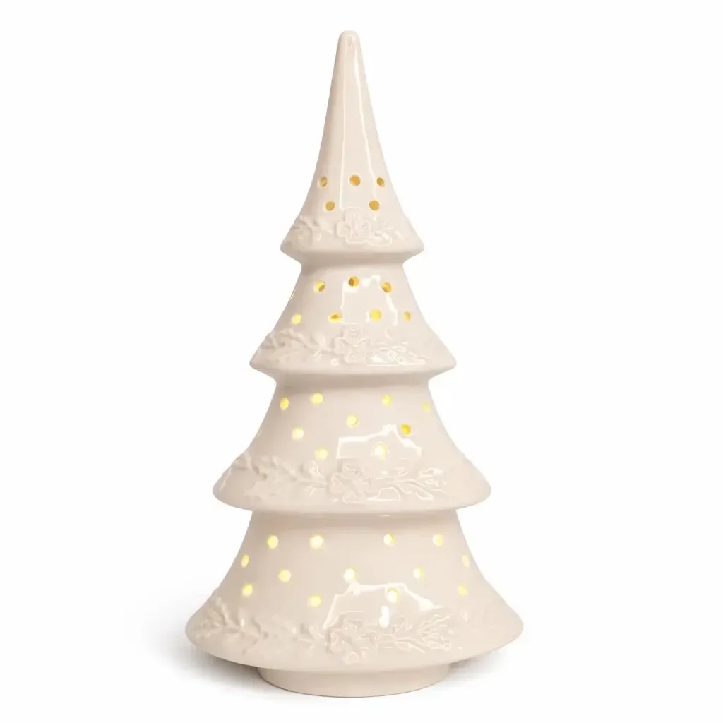Décoration d'arbre LED en céramique, 15 × 9,2 × 29 cm, blanc chaud, 2× LR44