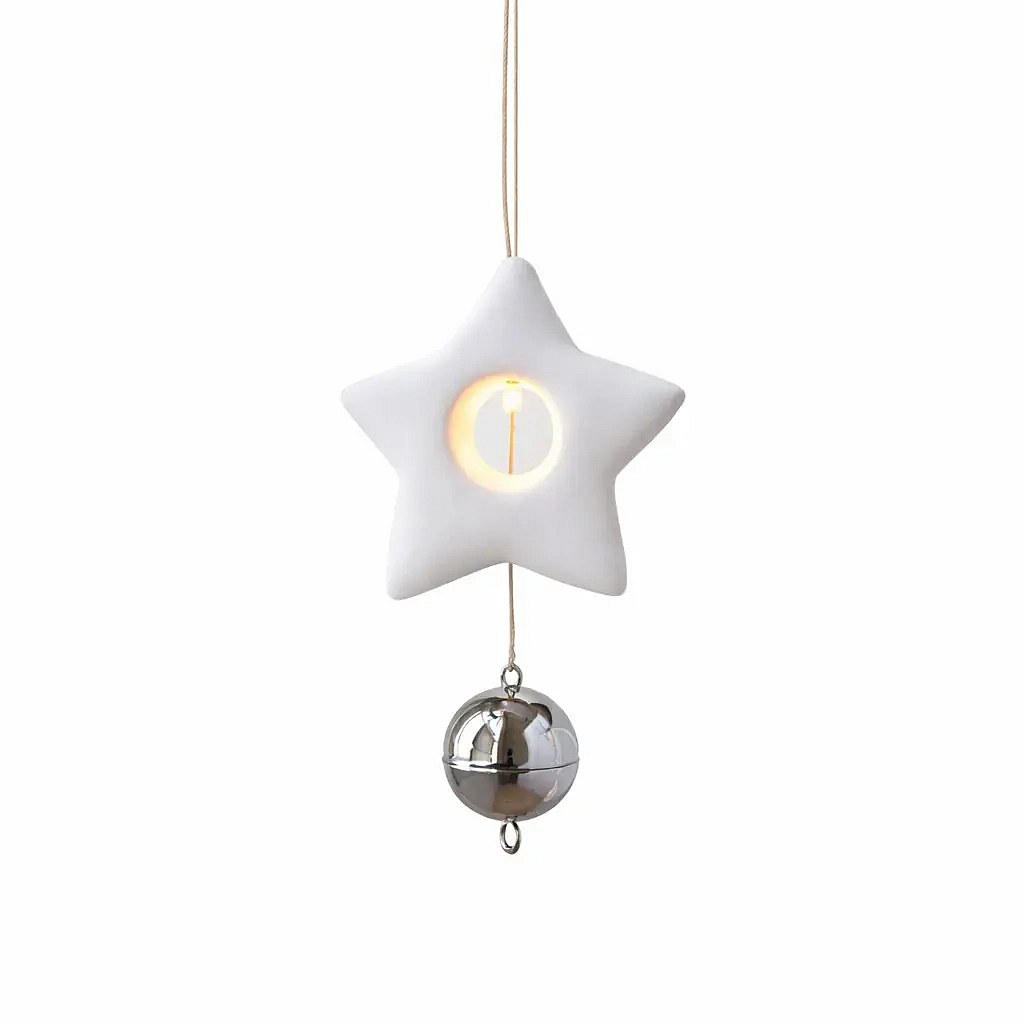 Décoration étoile suspendue LED 8 cm, pile CR2032
