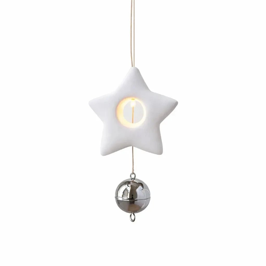 Décoration étoile suspendue LED 8 cm, pile CR2032