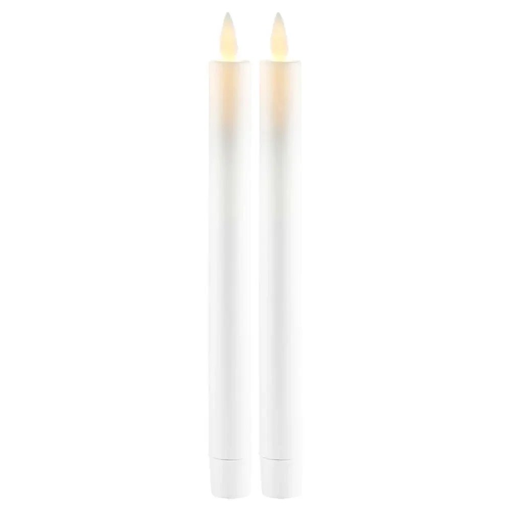 _Téléchargé : Lot de bougies LED « High » en cire véritable Sara, blanches, Ø 2 × 25 cm, 2 piles AAA, lot de 2 pièces