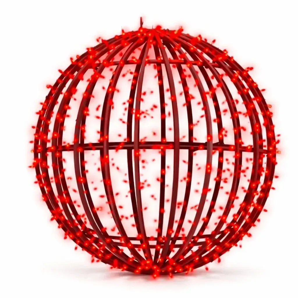 Boule lumineuse 3D LED, 40 cm de diamètre, rouge