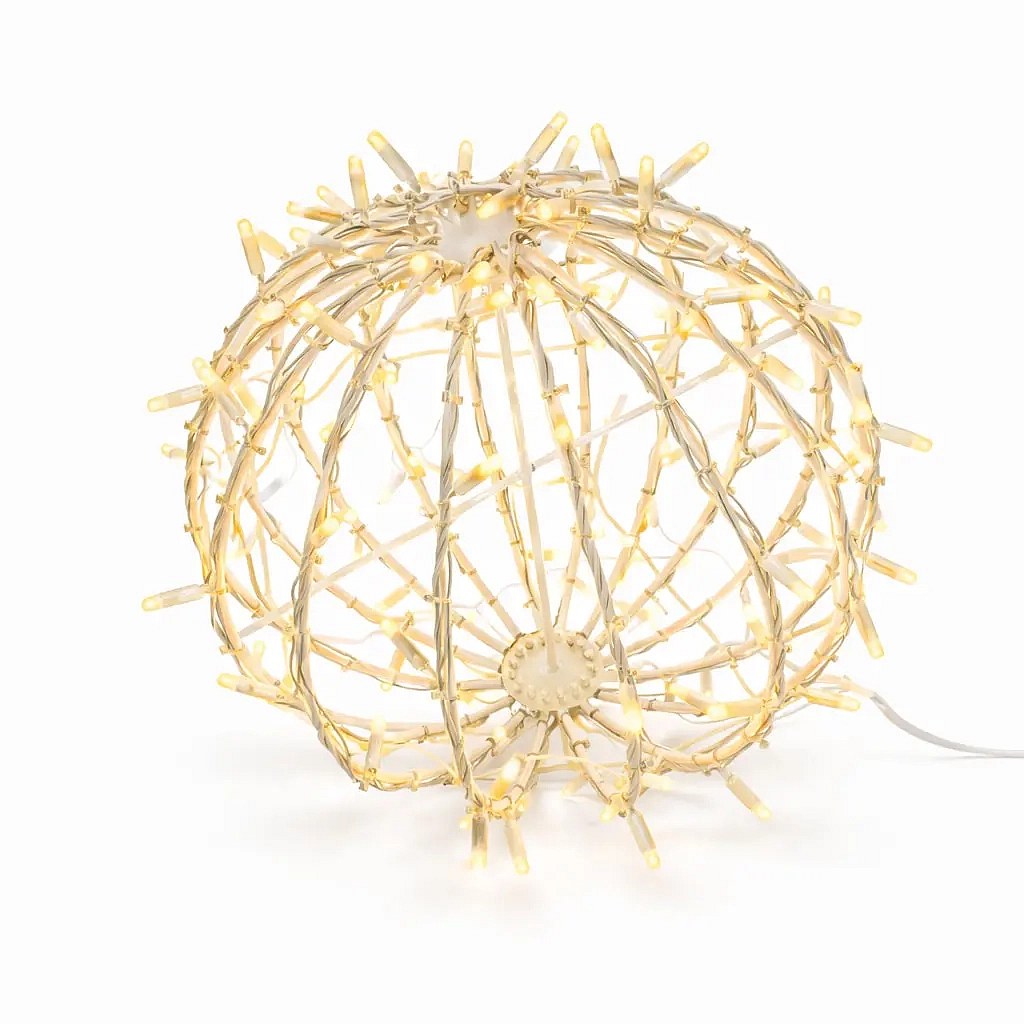 Boule lumineuse 3D LED pour le jardin, 40 cm de diamètre, blanc chaud, câble blanc, IP67, aluminium, Easy fix