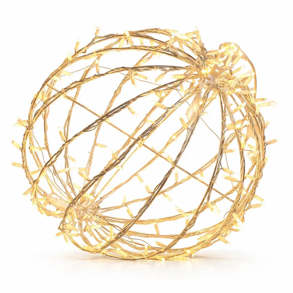 Boule lumineuse 3D LED pour le jardin, 60 cm de diamètre, blanc chaud, câble blanc, IP67, aluminium, Easy fix