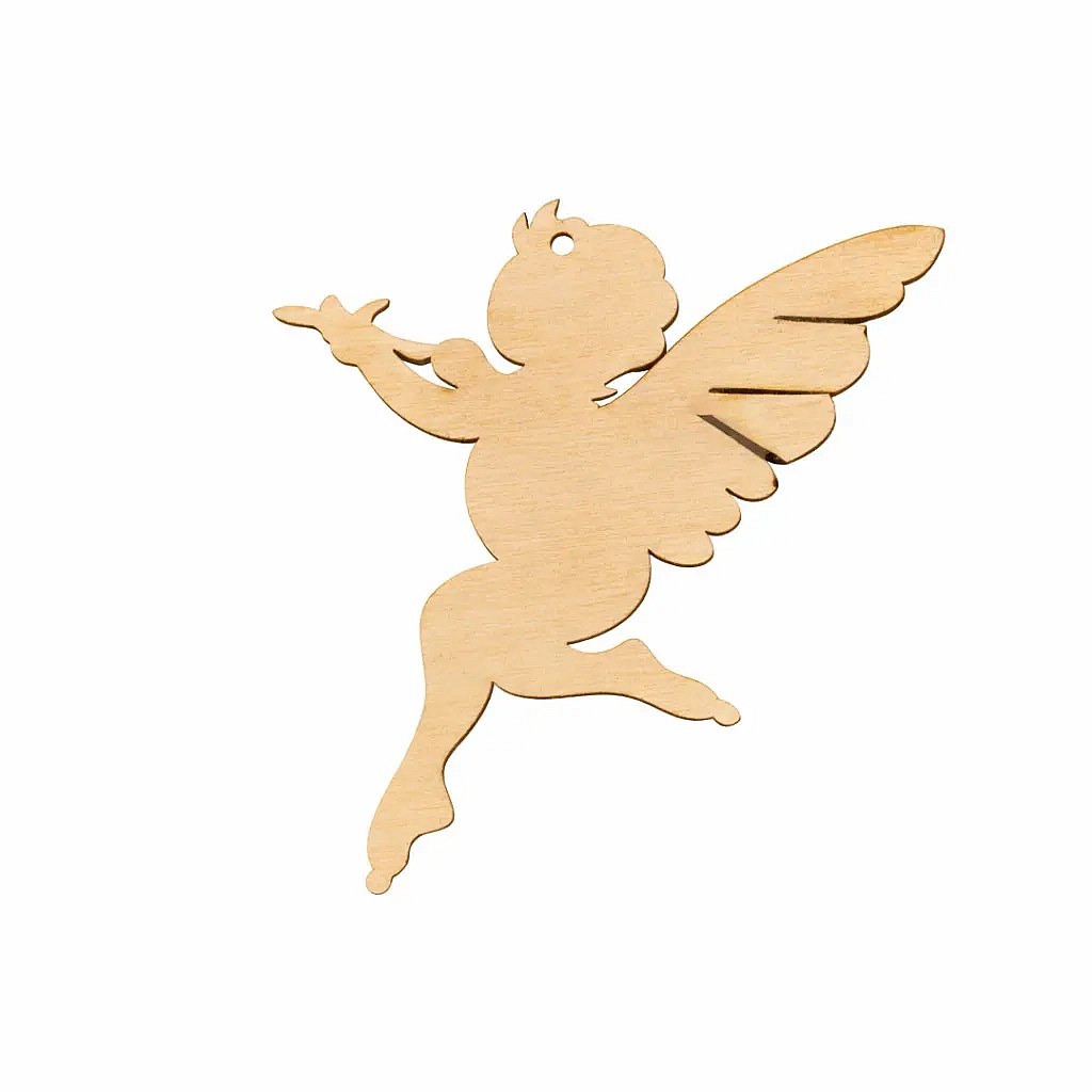 Décoration cupidon en bois 9,7 × 8 cm, paquet de 4