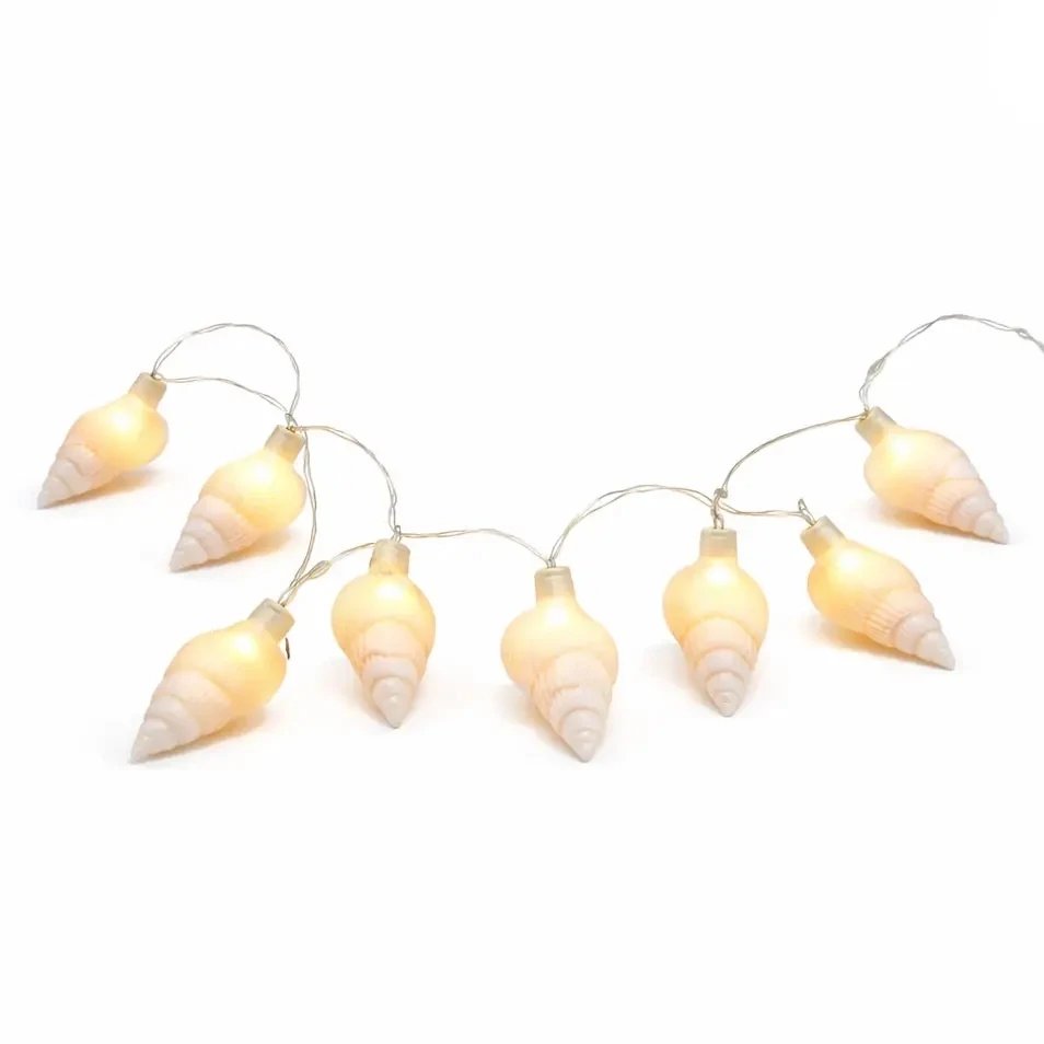 Guirlande lumineuse décorative LED, coquillages, 1,9 m, blanc chaud, 20 coquillages