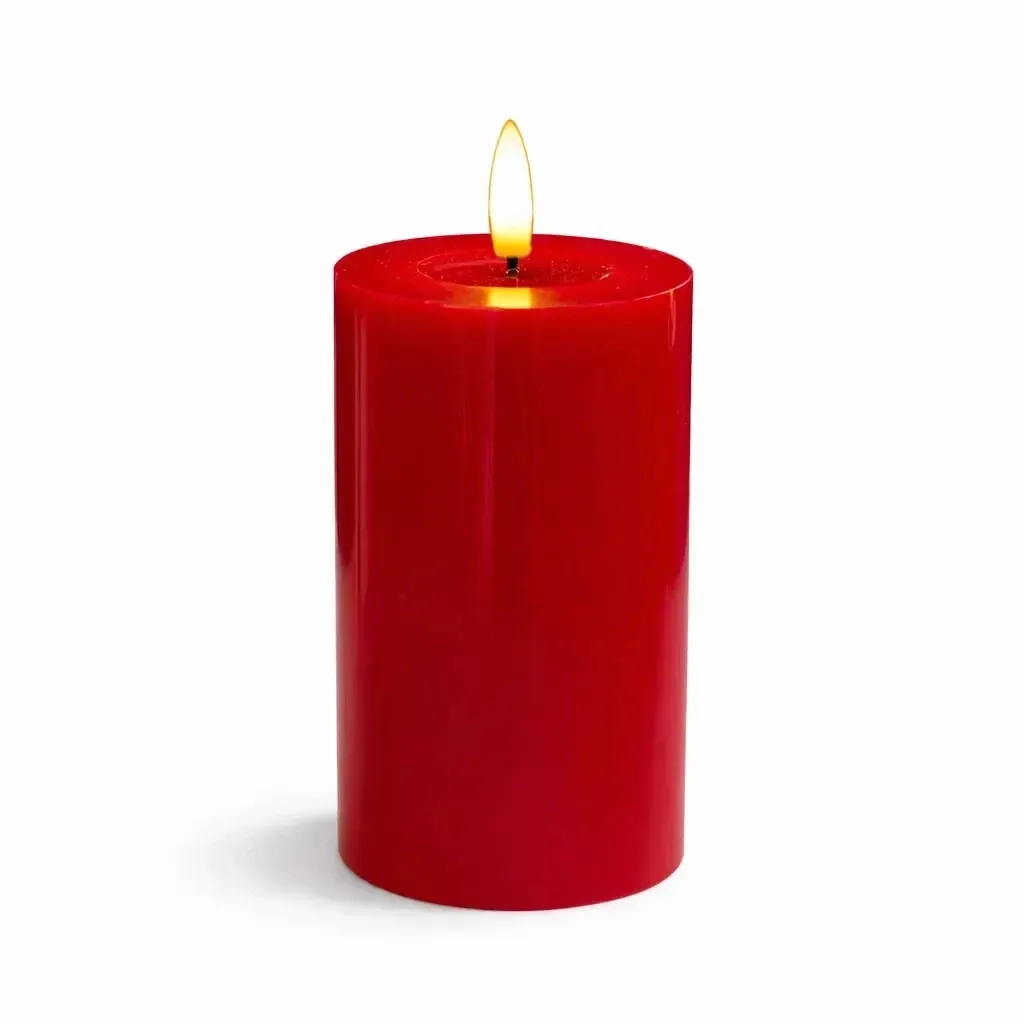 _Téléchargé : Bougie LED à piles « Sille Red », Ø 7,5 × 15 cm, rouge, 2 piles AA