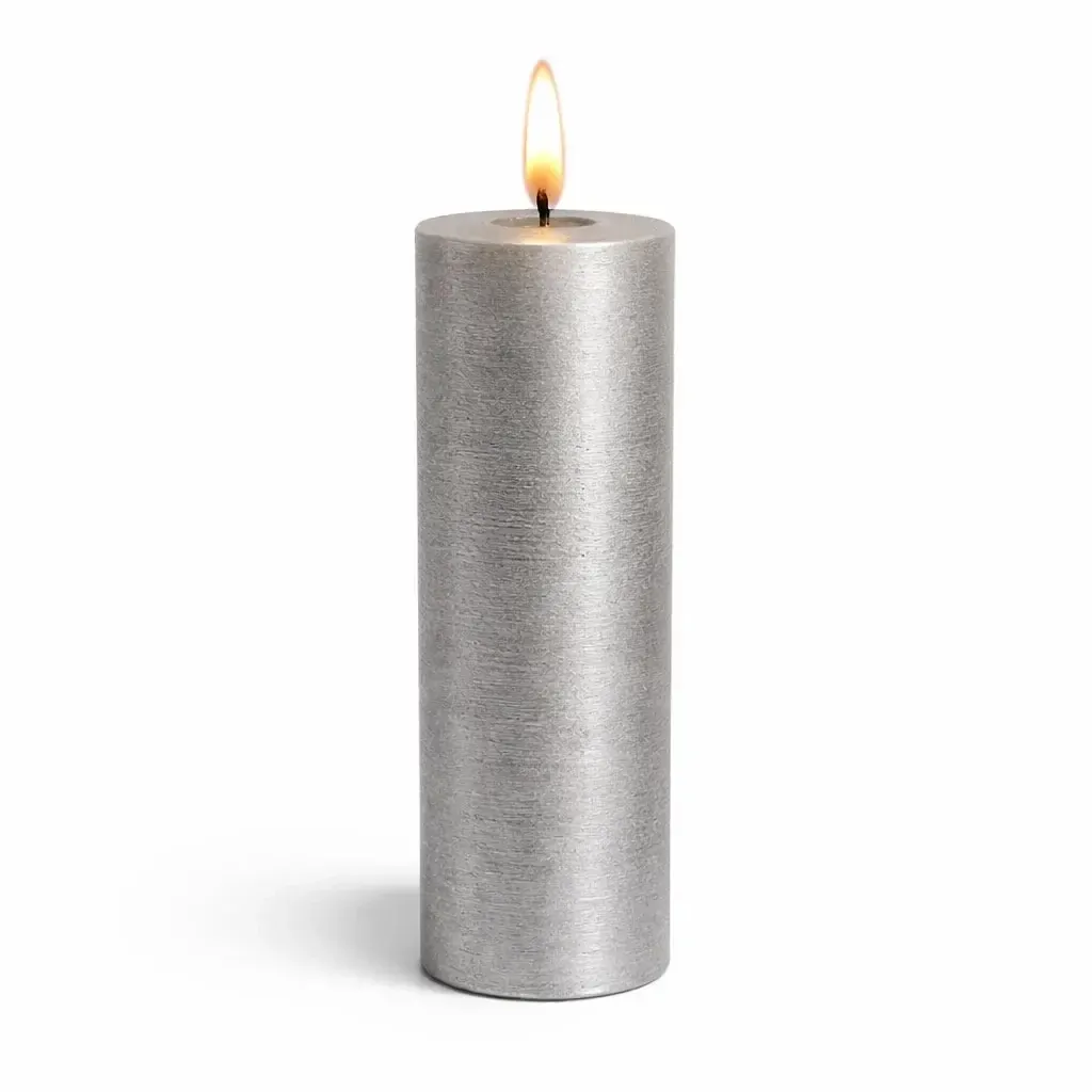 Bougie LED à piles, cire Sille, Ø 5 × 20 cm, argent, 2 × AA