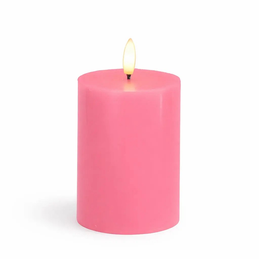 Bougie LED à piles, cire Sille, Ø 7,5 × 10 cm, vieux rose, 2× AA