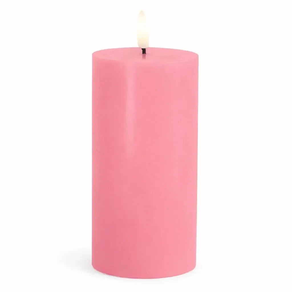 Bougie LED à piles Sille, vieux rose, Ø 7,5 × 15 cm