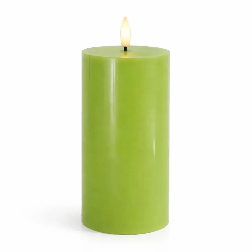 Bougie LED à piles, cire Sille, Ø 7,5 × 15 cm, vert pomme, 2× AA