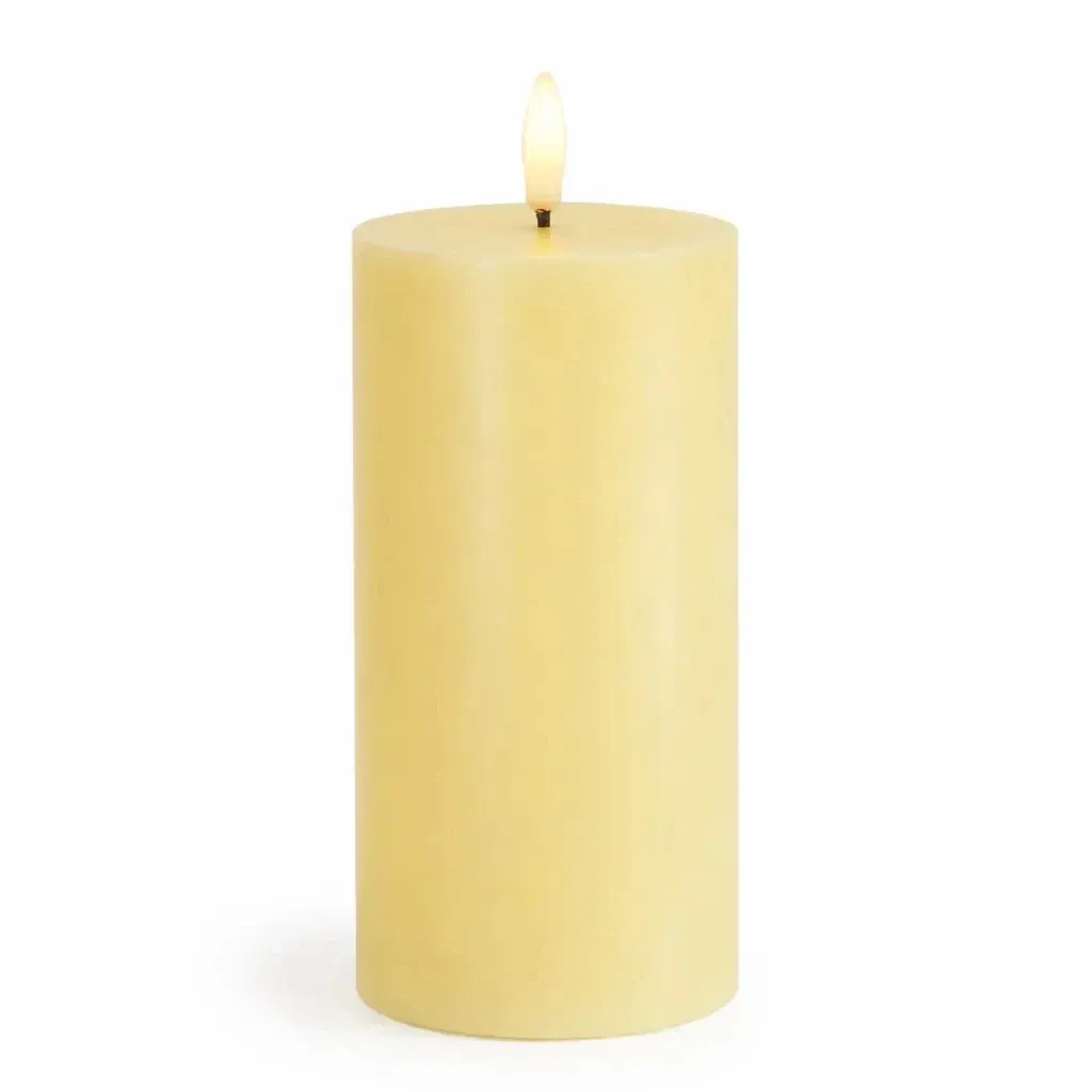 Bougie LED à piles, cire Sille, jaune clair, Ø 7,5 × 15 cm