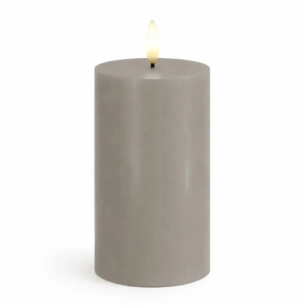 Bougie LED à piles Sille, gris clair, 7,5 x 12,5 cm