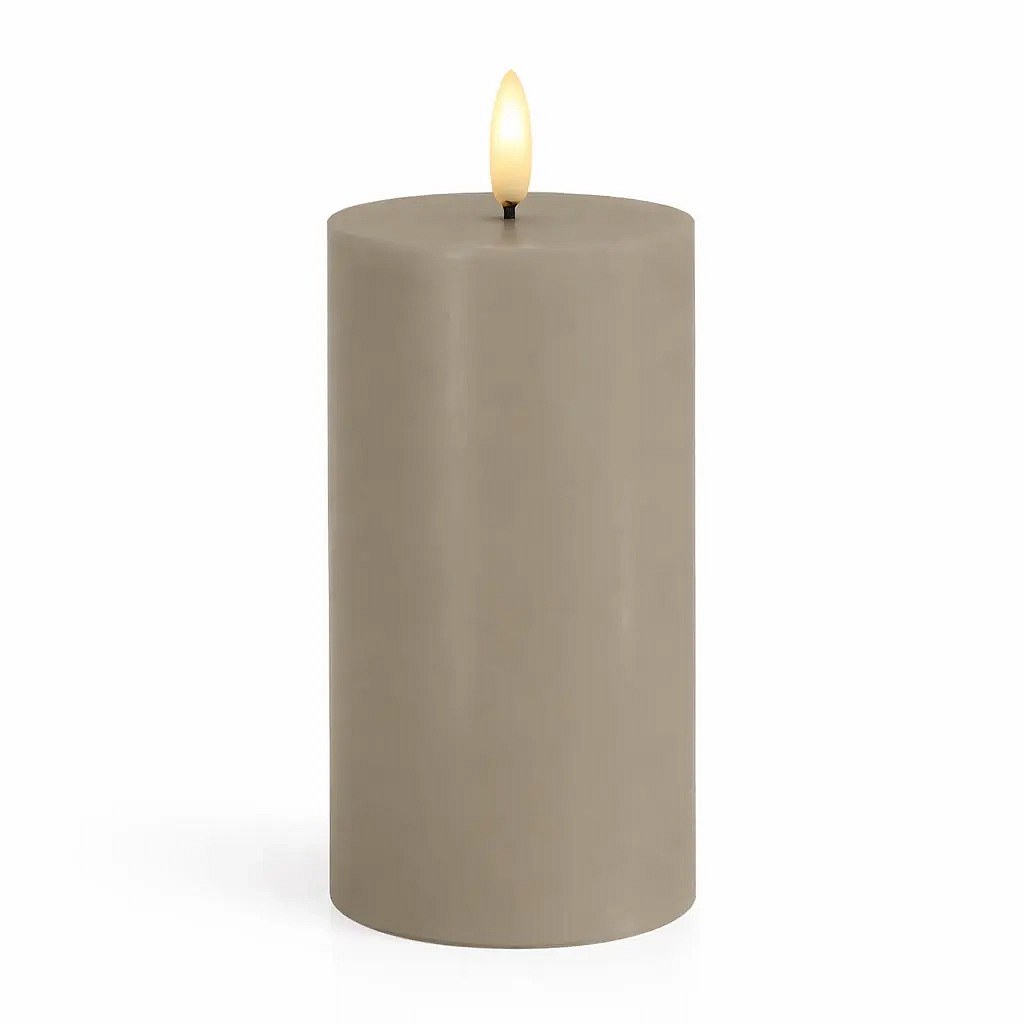 Bougie LED à piles Sille, gris clair, Ø 7,5 × 15 cm