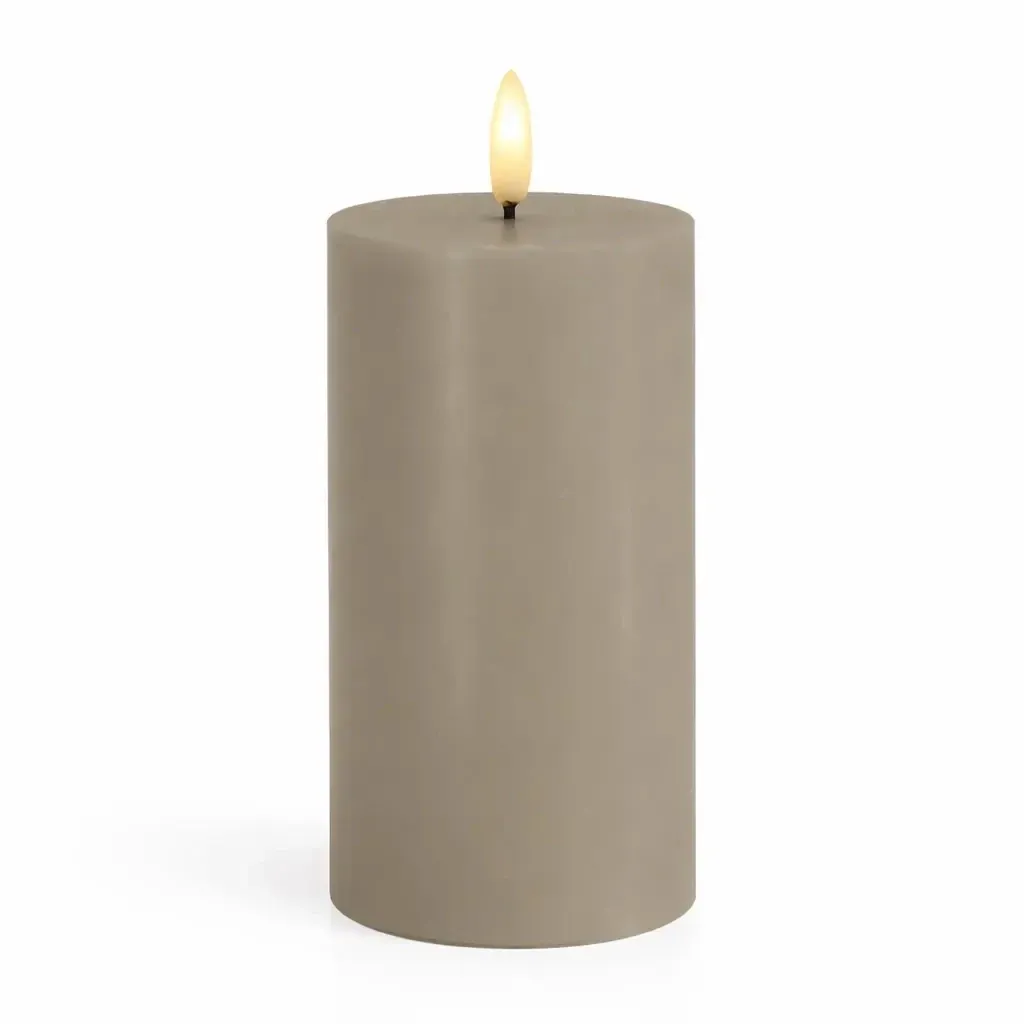 Bougie LED à piles Sille, gris clair, Ø 7,5 × 15 cm
